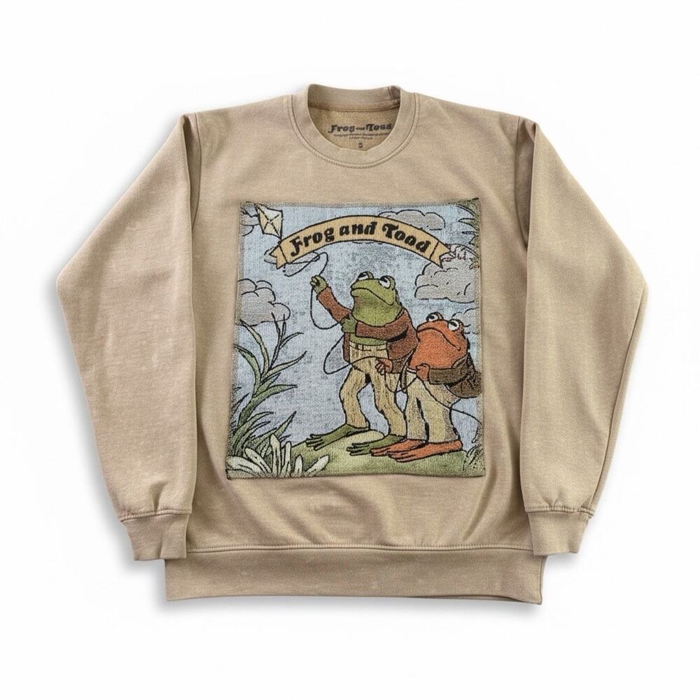 Frog and Toad Sweatshirt Small Tan Tapestry Graphic Arnold Lobel Crewneck